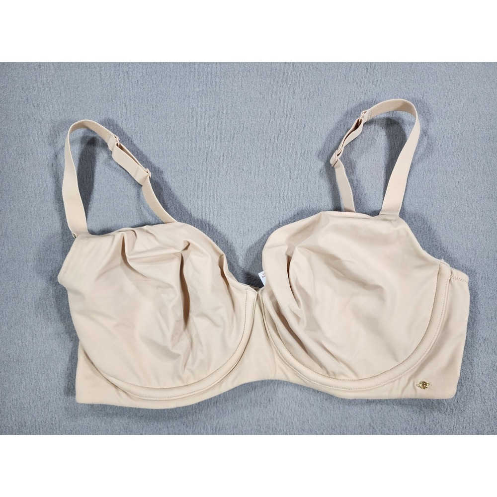 Cacique Unlined Balconette Underwire Bra 40DDD Beige Classic Comfort Adjustable